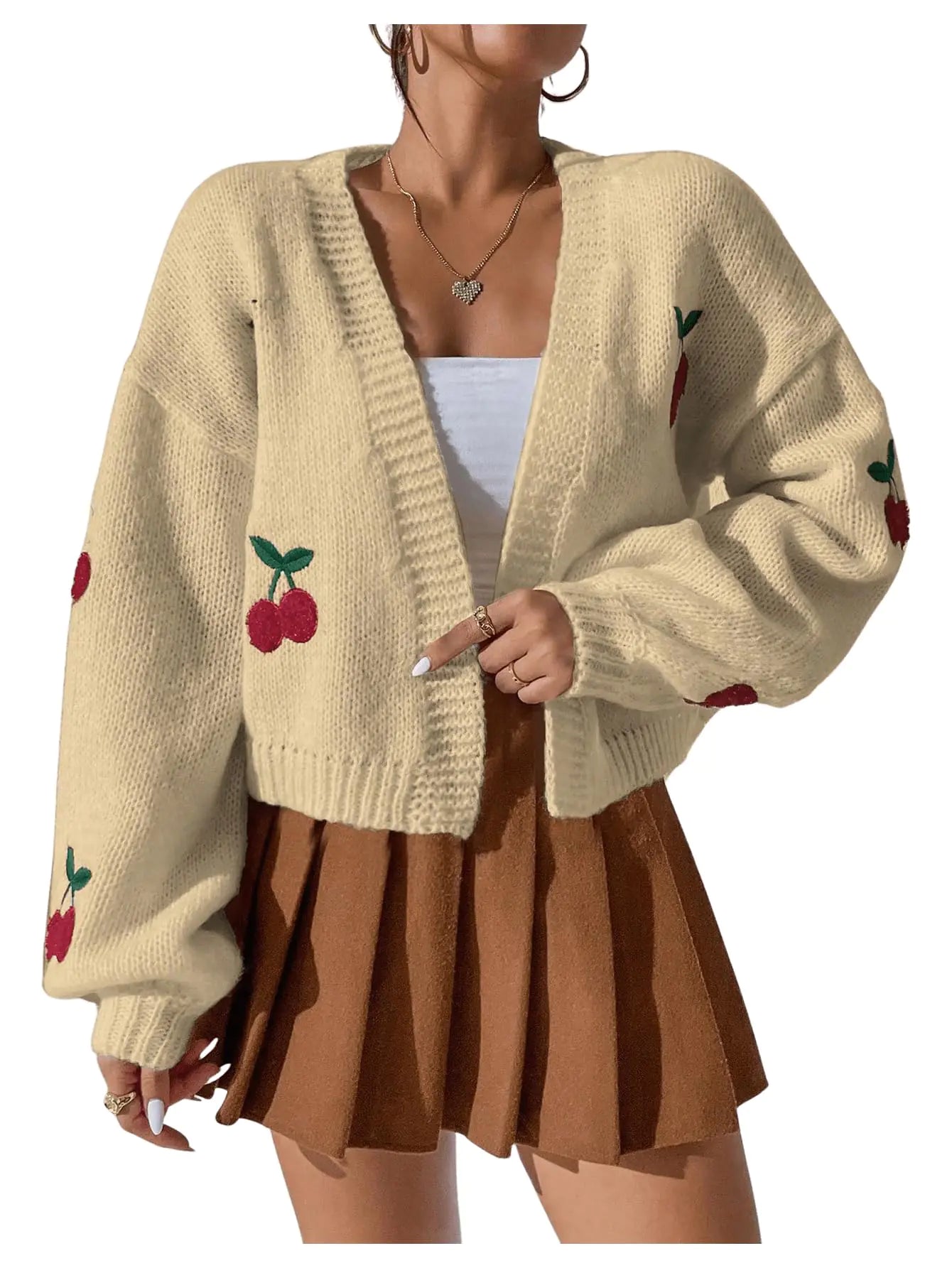 Cardigan com Estampa de Cereja