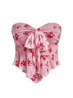 Top Boho Assimétrico com Alças de Flores