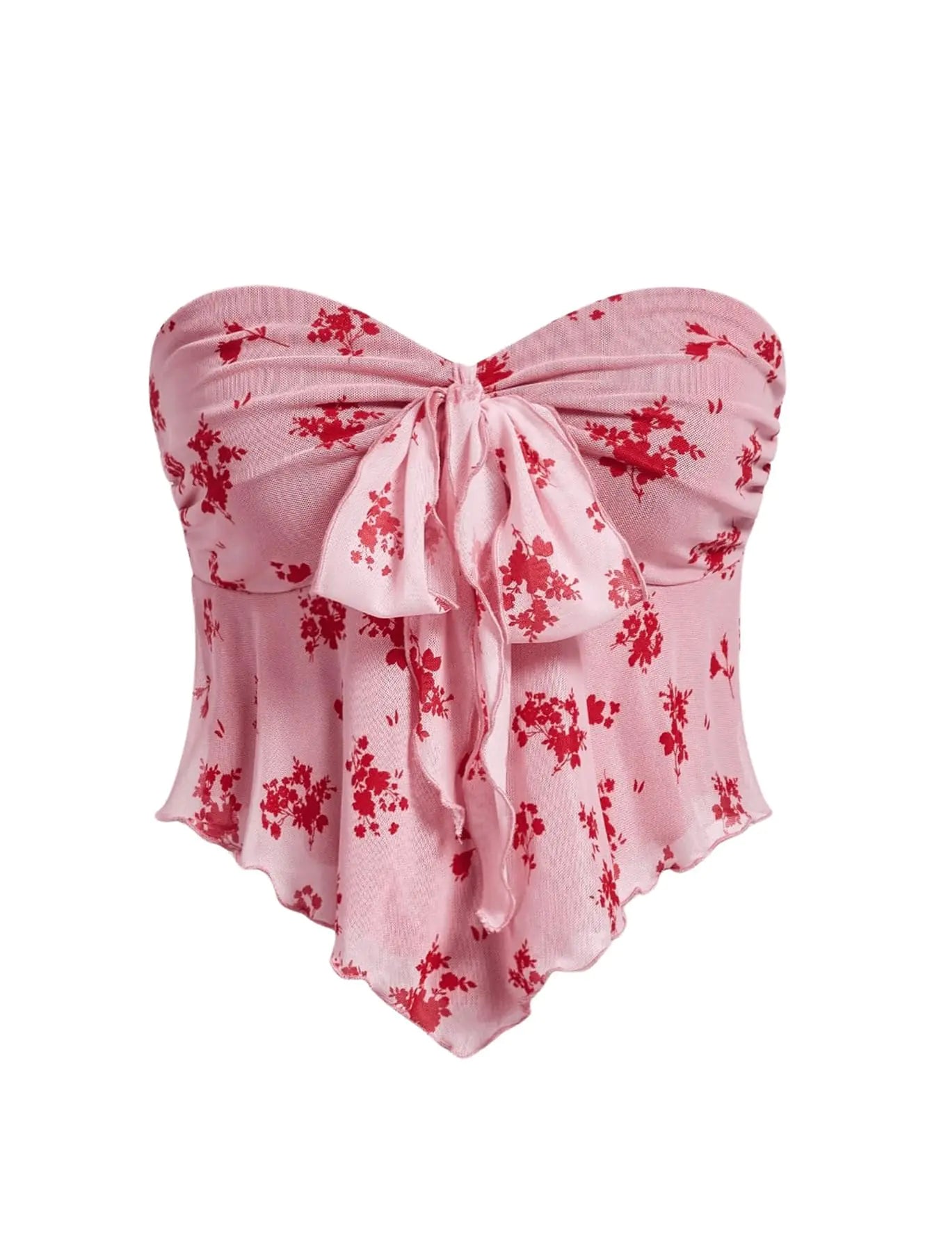 Top Boho Assimétrico com Alças de Flores